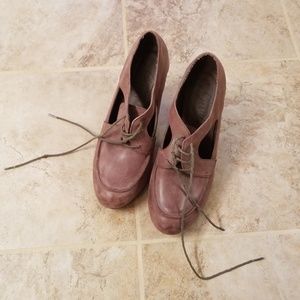 Brown leather booties